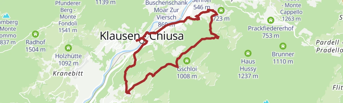 Route map: Klausen - Albions - Fonteklaus - Gufidaun - Klausen